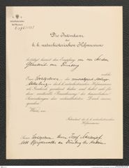 k.k. naturhistorisches Hofmuseum, Intendanzakten 1885-1896 (Hauer), Aktenzahl Z.396/1889, Seite 1